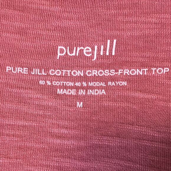 Pure Jill Women's Cross Front Top Medium Pink Oversized Cotton Blend - Picture 5 of 5